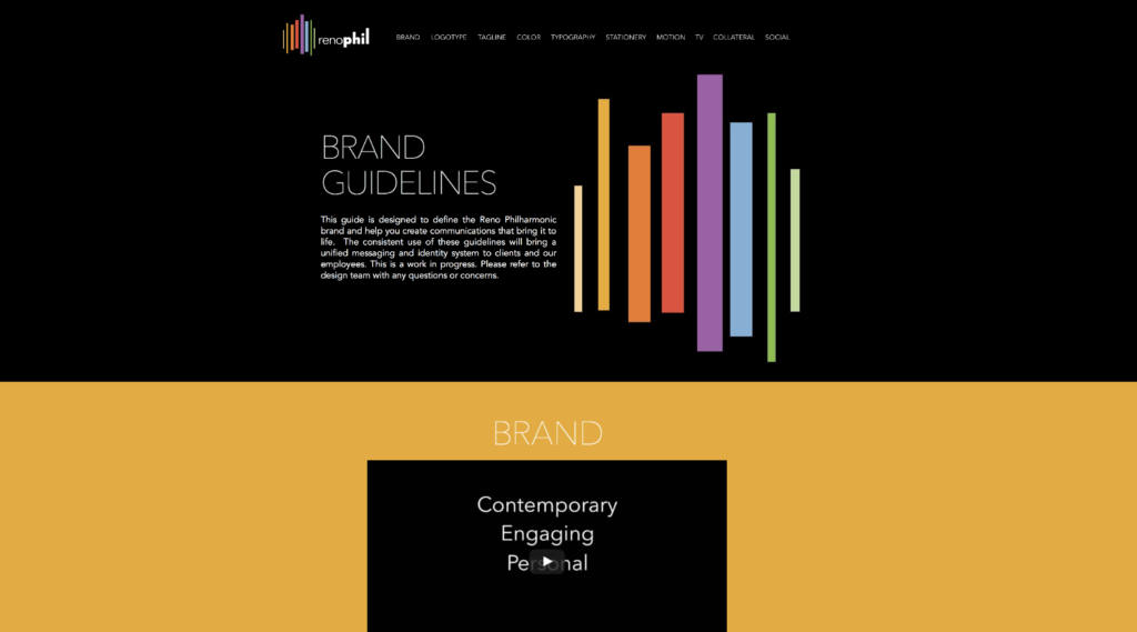 Screenshot of Reno Phil Brand Guidelines website